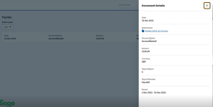 Screenshot: Viewing details for a payslip in sidebar 